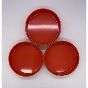 Set of 3 Vintage Oblique by PMC Melamine Red Bowls MCM 7.5" W x 1.5" T